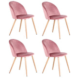 A Set of 4 Dining Chairs With Soft Velvet and Metal Legs, Suitable for Kitchen, Dining Room, Living Room, Lounge (Pink/Green/Blue)