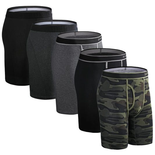 5-Piece Set Long Boxer Men Underwear Male Underpants Panties Sexy Clavin Underwear Calzones Boxer Shorts Boxer Shorts Homme Trunk