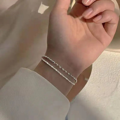 Pulsera de plata de ley 925, accesorio de joyería de doble capa 