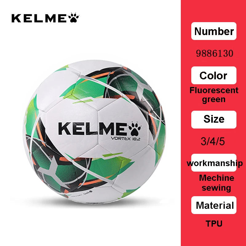 KELME - Balón de fútbol profesional, balones de entrenamiento para partidos de equipo, cosido a máquina, TPU, rojo y verde, tallas 3, 4 y 5, 9886130 