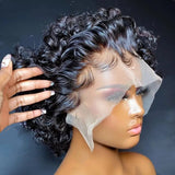 Pixie Cut Wig Short Curly Human Hair Wigs Brazilian Wig Cheap Remy Hair 13X1 Transparent Lace Wigs For Women Sale
