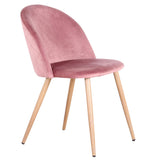 A Set of 4 Dining Chairs With Soft Velvet and Metal Legs, Suitable for Kitchen, Dining Room, Living Room, Lounge (Pink/Green/Blue)