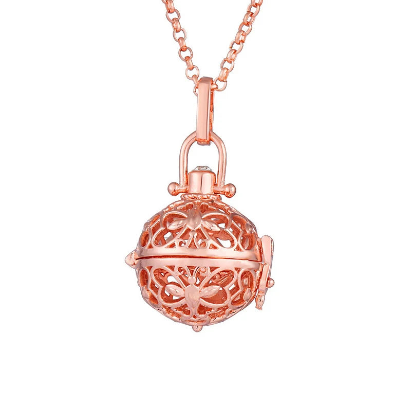 Mexico Music Ball Hollow Zircon Pendant Vintage Perfume Locket Necklace Aromatherapy Diffuser Sweater Chain For Women Jewelry