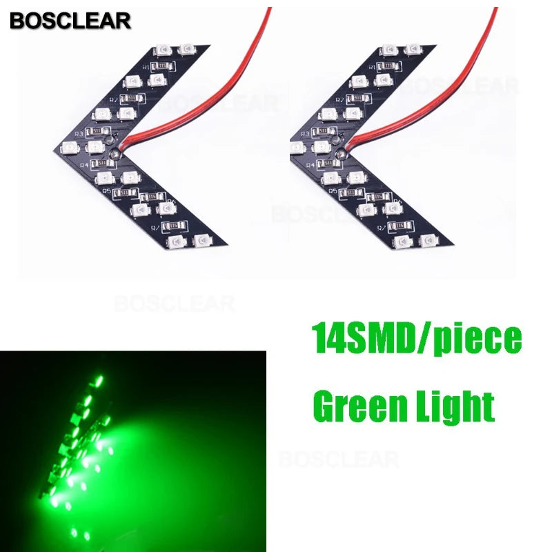 2 Pcs/lot 14 SMD LED Arrow Panel For Car Rear View Mirror Indicator Turn Signal Light Car LED Rearview Mirror Light BOSCLEAR