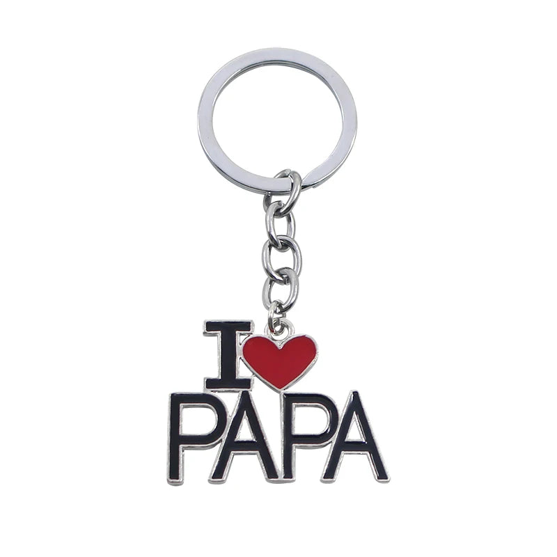 Llavero con letras huecas "Amo a mamá, mamá, papá y papá" para mujeres y hombres, joyería, mochila, llavero, regalos para el Día del Padre y el Día de la Madre.