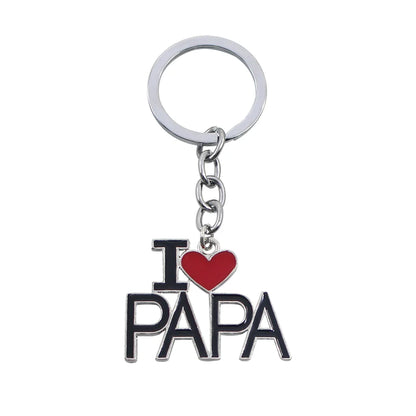 Llavero con letras huecas "Amo a mamá, mamá, papá y papá" para mujeres y hombres, joyería, mochila, llavero, regalos para el Día del Padre y el Día de la Madre.