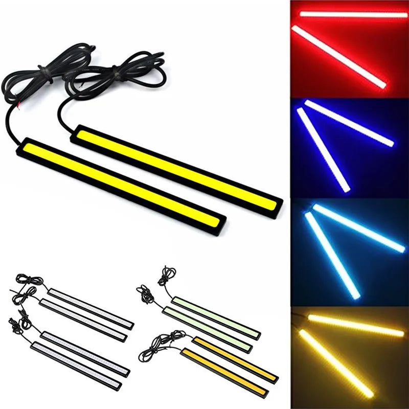 1/2PCS 17cm COB LED 12V Daytime Running Lights Trunk Waterproof Auto Driving DRL Fog Lamp Car Styling Turn Signal Plate Light