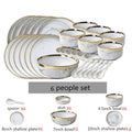 New Double-sided Gilt Rim Gray Marble Pattern Gilt Rim Porcelain Dinner Plate Set  Salad Noodles Bowl Ceramic Tableware