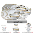 New Double-sided Gilt Rim Gray Marble Pattern Gilt Rim Porcelain Dinner Plate Set  Salad Noodles Bowl Ceramic Tableware