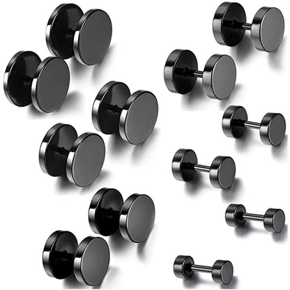 2 pendientes góticos estilo punk de acero inoxidable con forma de mancuerna para hombre y mujer, estilo hip hop, rock, hipoalergénicos. 