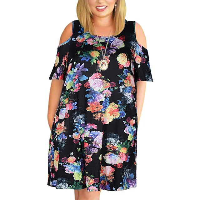 Vestido holgado con hombros descubiertos para mujer, talla grande, verano, talla 9XL, 2023 