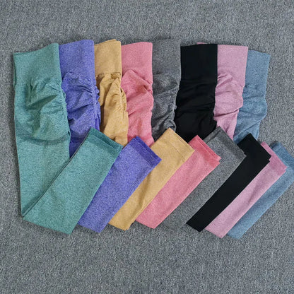 Leggings deportivos sin costuras para mujer, de cintura alta, elásticos, lisos, para yoga, gimnasio, trotar, de secado rápido, push up, ajustados, para mujer