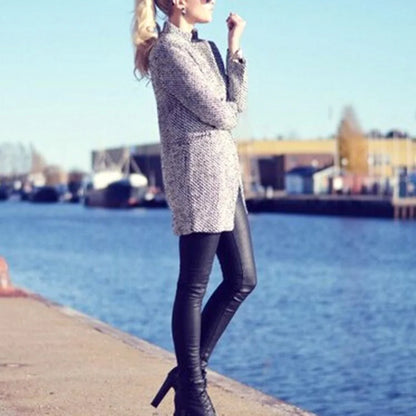 HOT!! Autumn Winter Women Coat Slim Fits Cardigan Warm Thicken Woolen Midi Coat warm woolen coat women long coat winter