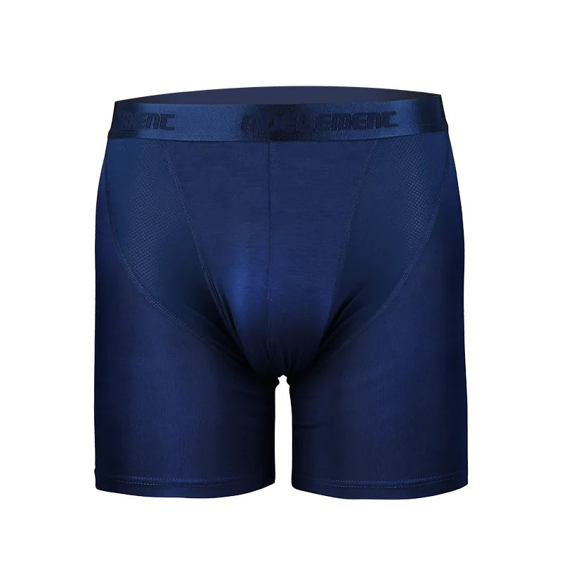 Calzoncillos tipo bóxer para hombre, ropa interior Modal, bragas de seda de hielo sólidas para hombre, bolsa transpirable, calzoncillos de pierna largo medio, Cueca Calzoncillo