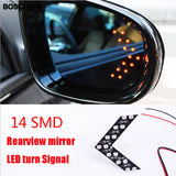 2 Pcs/lot 14 SMD LED Arrow Panel For Car Rear View Mirror Indicator Turn Signal Light Car LED Rearview Mirror Light BOSCLEAR