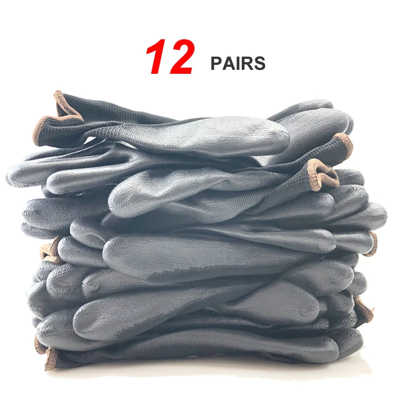 24Pieces/12Pairs Professional Working Protective Gloves For Men Construction Women Garden Nylon Running Glove Obtained CE EN388.
