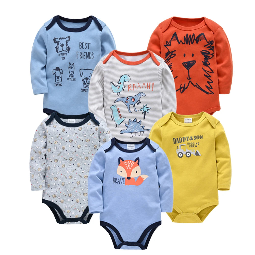 Conjunto de 3/6 piezas de ropa de moda para bebés Kavkas, conjunto de algodón suave de manga larga para otoño, mono para niños y niñas, body para recién nacidos