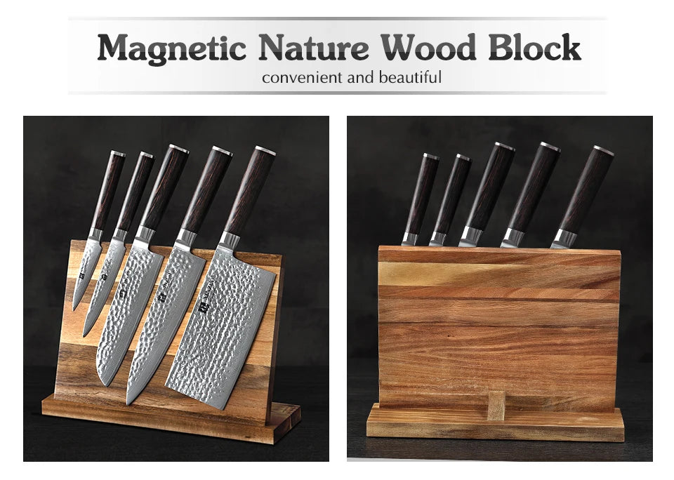XINZUO Wood Knife Holder Stand For Knives Cutlery Organizer Magnetic Knife Holder Kitchen Storage Shelf Knife With Antiskid Foot