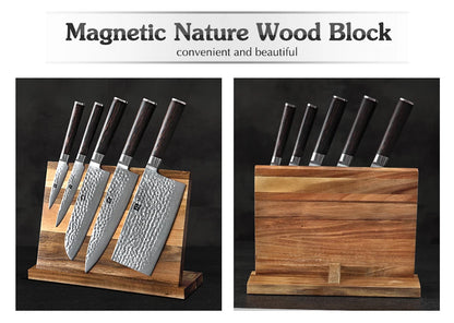 XINZUO Wood Knife Holder Stand For Knives Cutlery Organizer Magnetic Knife Holder Kitchen Storage Shelf Knife With Antiskid Foot