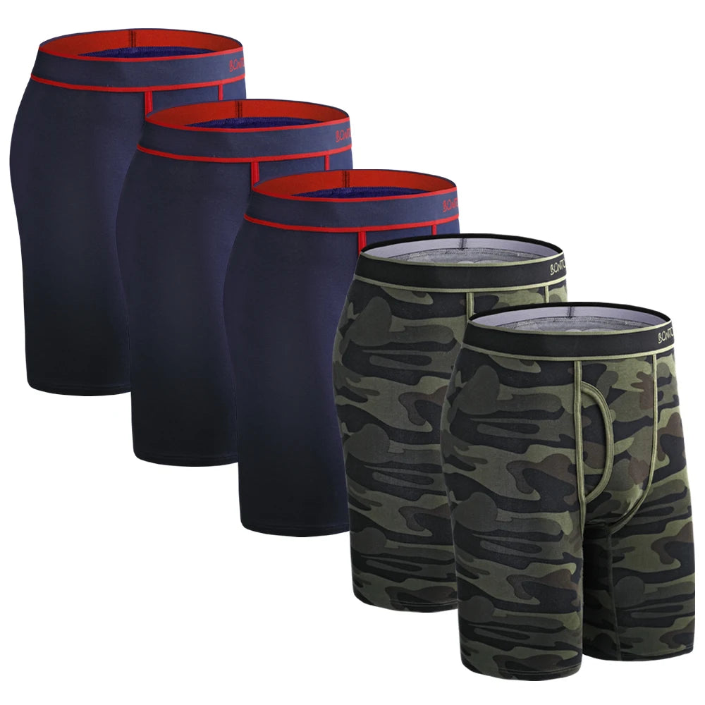5Pcs Set Long Boxer Men Underwear Male Underpants Panties Sexy Clavin Underware Calzones BoxerShorts Boxer Shorts Homme Trunk