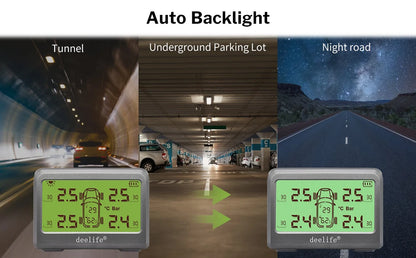 Deelife Car Tire Pressure Monitoring System Solar TPMS Tire Pressure Monitor Tire Pressure Control System
