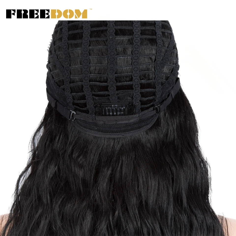 FREEDOM Synthetic Lace Front Wig Long Deep Wavy Ombre Blonde Ginger Lace Wigs For Black Women Heat Resistant Cosplay Wigs