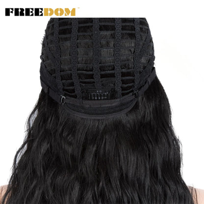FREEDOM Synthetic Lace Front Wig Long Deep Wavy Ombre Blonde Ginger Lace Wigs For Black Women Heat Resistant Cosplay Wigs