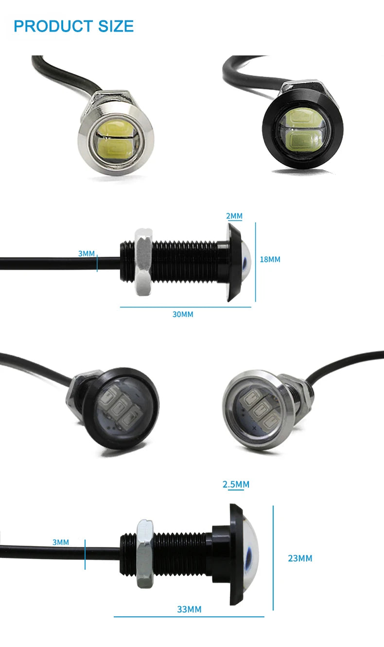 CARPTAH 1pcs Eagle Eye LED Car Light Daytime Running Lights DRL Car Parking Signal Lamp 12v 18mm 23mm For Motorcycle Auto