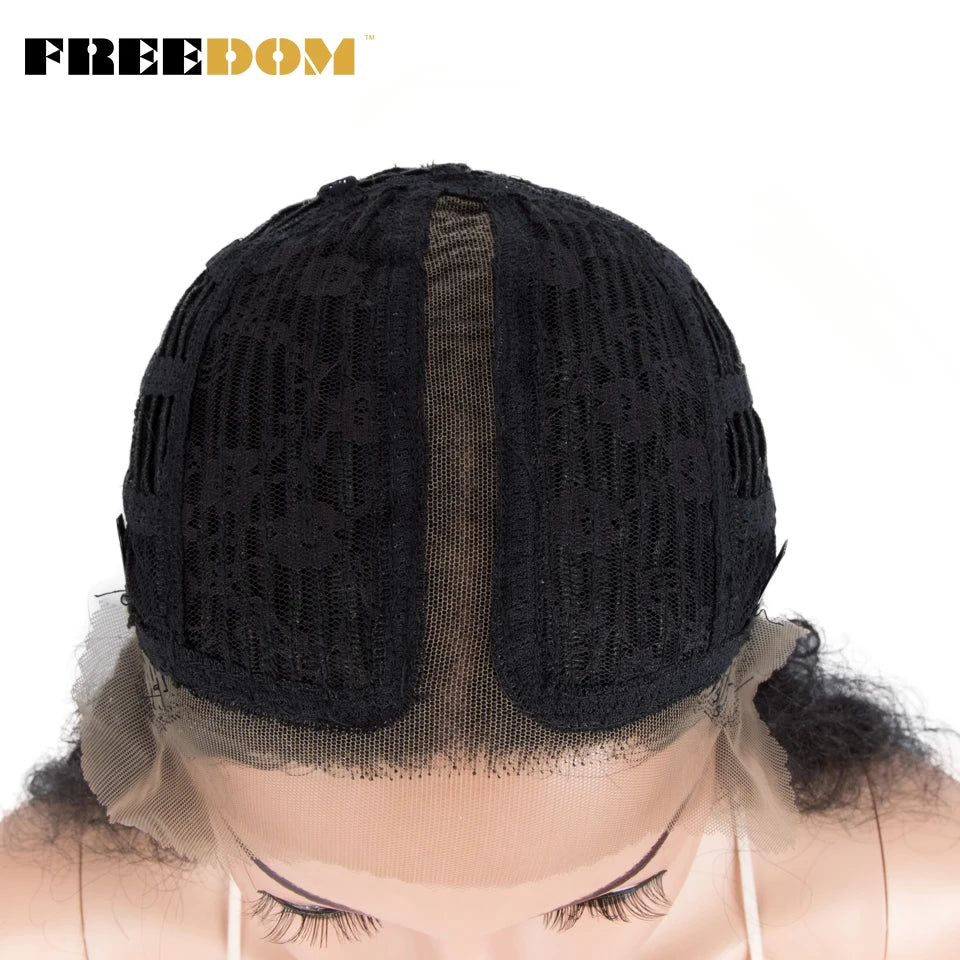 FREEDOM Synthetic Lace Front Wig Long Deep Wavy Ombre Blonde Ginger Lace Wigs For Black Women Heat Resistant Cosplay Wigs