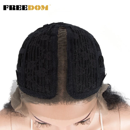 FREEDOM Synthetic Lace Front Wig Long Deep Wavy Ombre Blonde Ginger Lace Wigs For Black Women Heat Resistant Cosplay Wigs