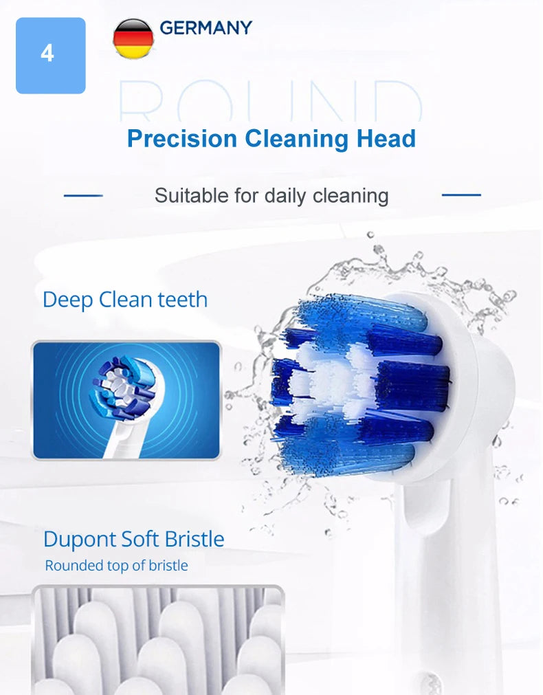 Cepillo de dientes eléctrico Oral B para adultos, recargable, con rotación, blanqueamiento 3D y cabezales de regalo.