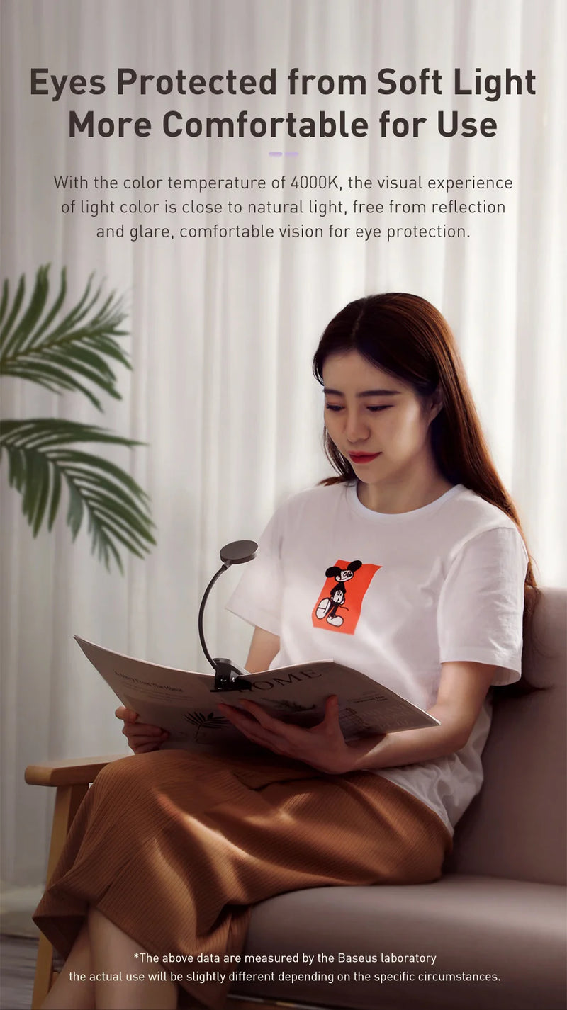 Baseus Led Desk Lamp Clip-On Night Light Reading Computer Keyboard illuminated Eye Protection Lamp With USB Charging For Bedroom