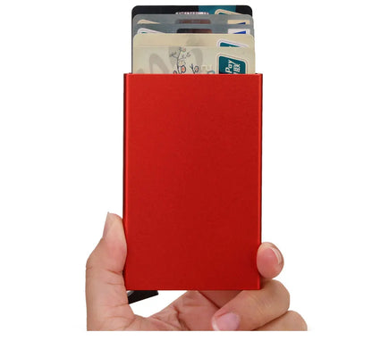 Tarjetero RFID de aluminio metálico, minibilleteras minimalistas y delgadas para hombre y mujer, tarjetero de negocios para hombre y mujer