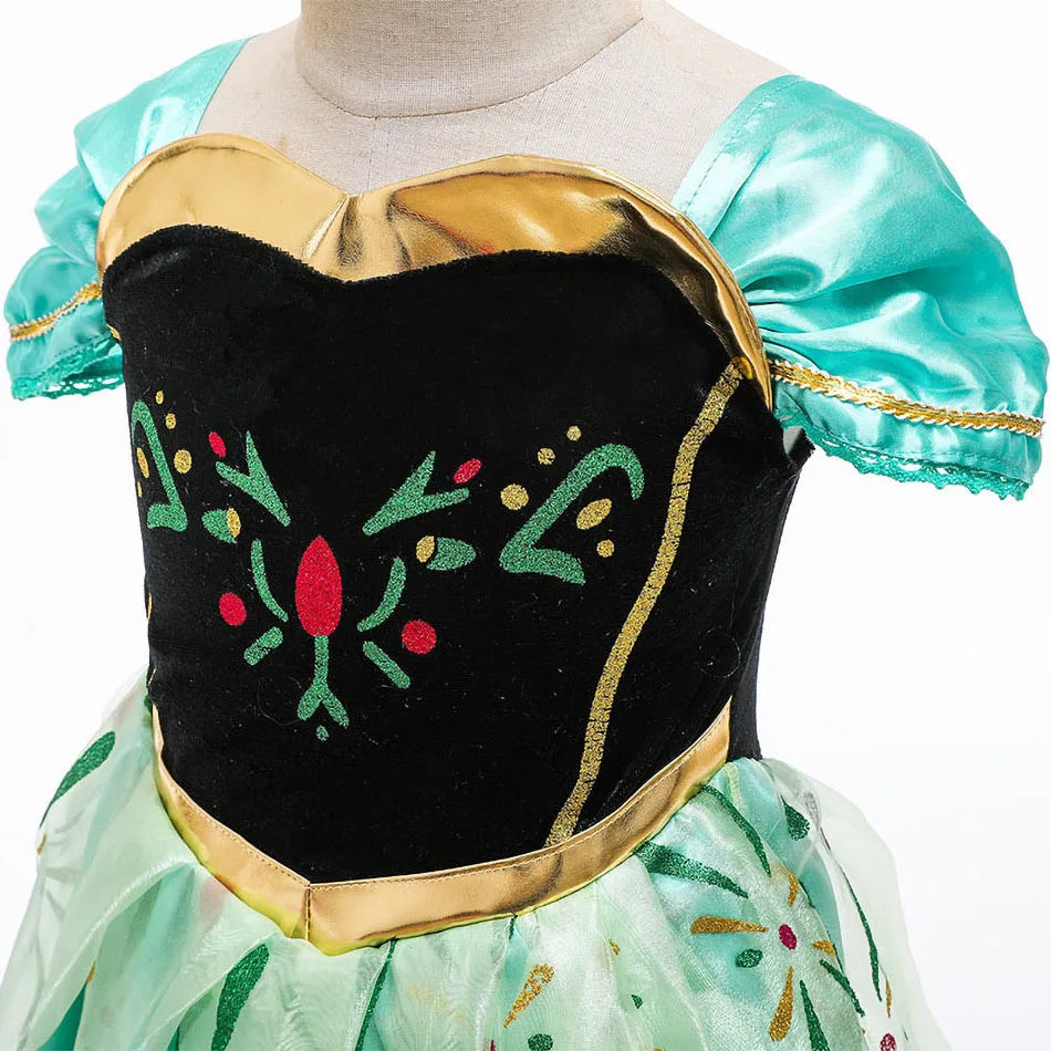 Anna Dresses Children Princess Dress Girl Cosplay Costume Kids Summer Clothes Halloween Birthday Carnival Robe Party Disguise