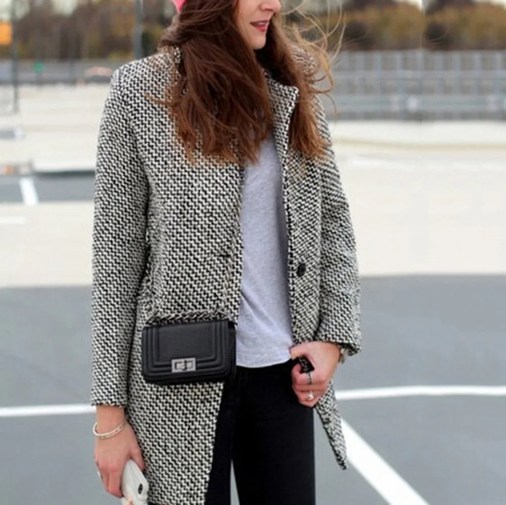 HOT!! Autumn Winter Women Coat Slim Fits Cardigan Warm Thicken Woolen Midi Coat warm woolen coat women long coat winter