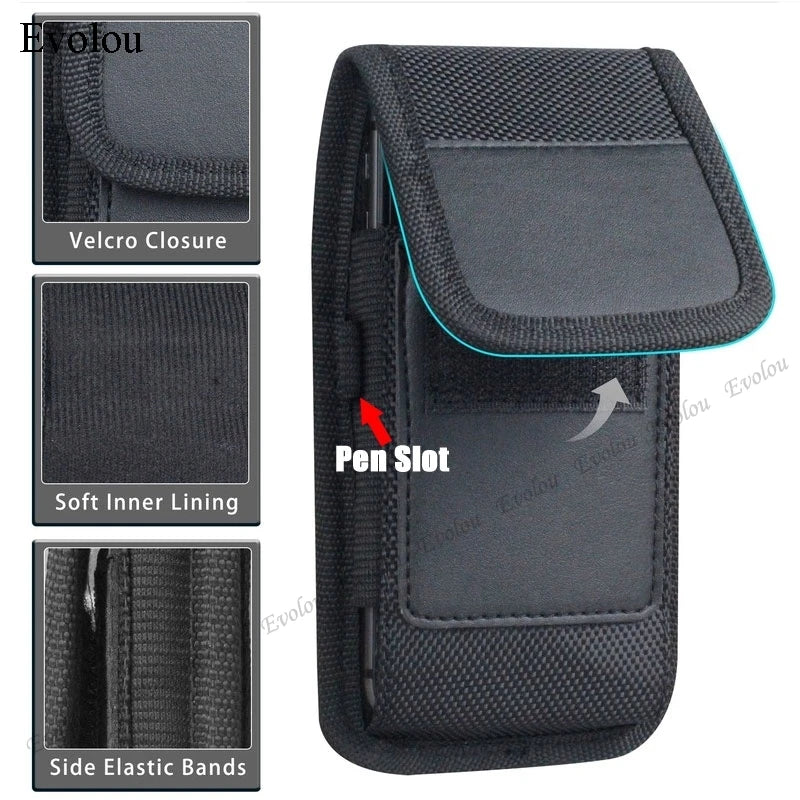 Phone Bag For Samsung A22 4G 5G M32 A03S S21 FE Note 20 Ultra A32 A52 A72 A51 A71 Case Belt Clip Holster Oxford Cloth Waist Bag