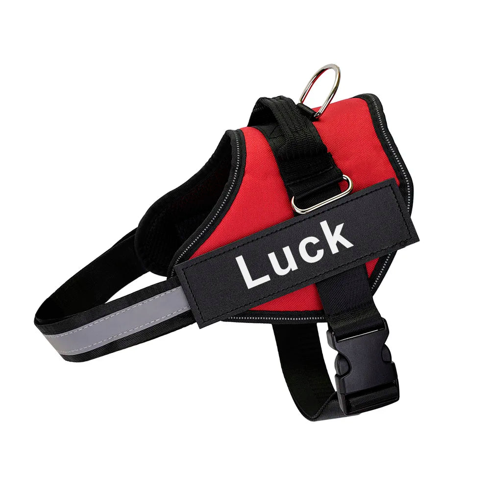 Dog Harness Vest ID Patch Customized Reflective Breathable Adjustable Pet Harness For Dog NO PULL Pet Outdoor Harness