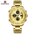 NAVIFORCE Top Brand Luxury Classic Men Watch Quartz Digital Male Clock Military Sport Silver Stainless Steel Man Wristwatch 9197