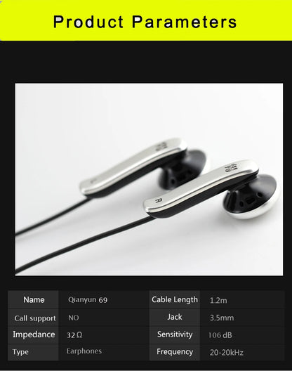 Auriculares intrauditivos originales QianYun Qian39 69 de alta fidelidad, bajos dinámicos de alta calidad, cabeza plana de 3,5 mm