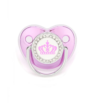 Luxury Newborn Baby Pacifier Crown Rhinestone Pacifier Infant Teether Silicone Soother Holder Dummy Baby Shower Gift 