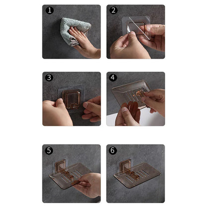 Soap Rack No Drilling Wall Mounted Double Layer Soap Holder Soap Sponge Dish Bathroom Accessories Soap Dishes Self Adhesive