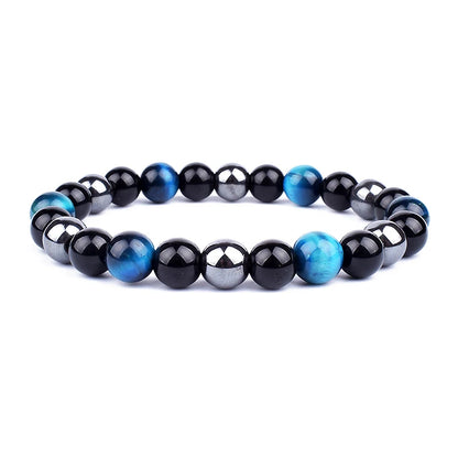 Pulseras de cuentas de obsidiana negra natural, hematita, ojo de tigre, para hombres, protección magnética de la salud, joyería para el alma de las mujeres, pulsera para hombre 