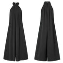 ZANZEA 2024 Verano Mujer Fiesta Elegante Monos Pierna Ancha Monos Color Sólido Pierna Ancha Monos Vacaciones Chic Sin Mangas Mono