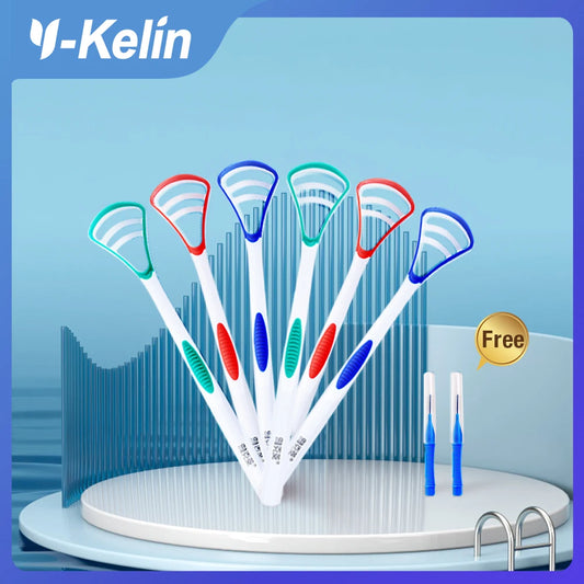 Y-Kelin Tongue Scraper Oral Cleaner Brush Fresh Breath Cleaning Coated Tongue Toothbrush Hygiene Care Tools
