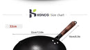 Konco Pure Iron wok cast iron pan Non-coated Pot General use for Gas and Induction Cooker 32cm Chinese Wok Cookware Pan