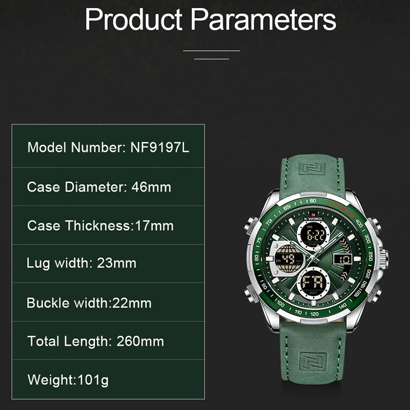 NAVIFORCE Fashion Military Watches for Men Luxury Original Sports Chronograph Watch Waterproof Quartz Clock Digital WristWatch