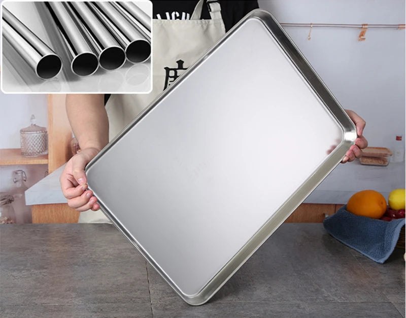 Rectangle Steamed Sausage Noodles Storage Trays Stainless Steel Fruit Dish Restaurant Hotel Kitchen Pastry Food Baking Plates