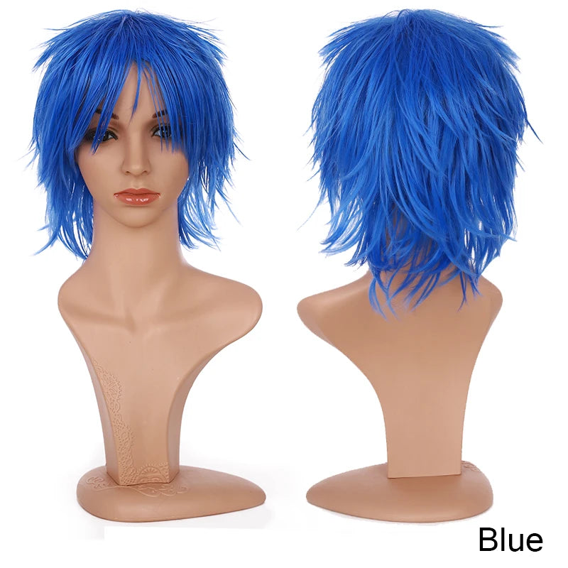 BENIHAIR Synthetic Wig Cosplay Wig White Red Green Blue Pink Yellow Hair Short Layered Wig Fake Hair Extension Men Women Party Wig
