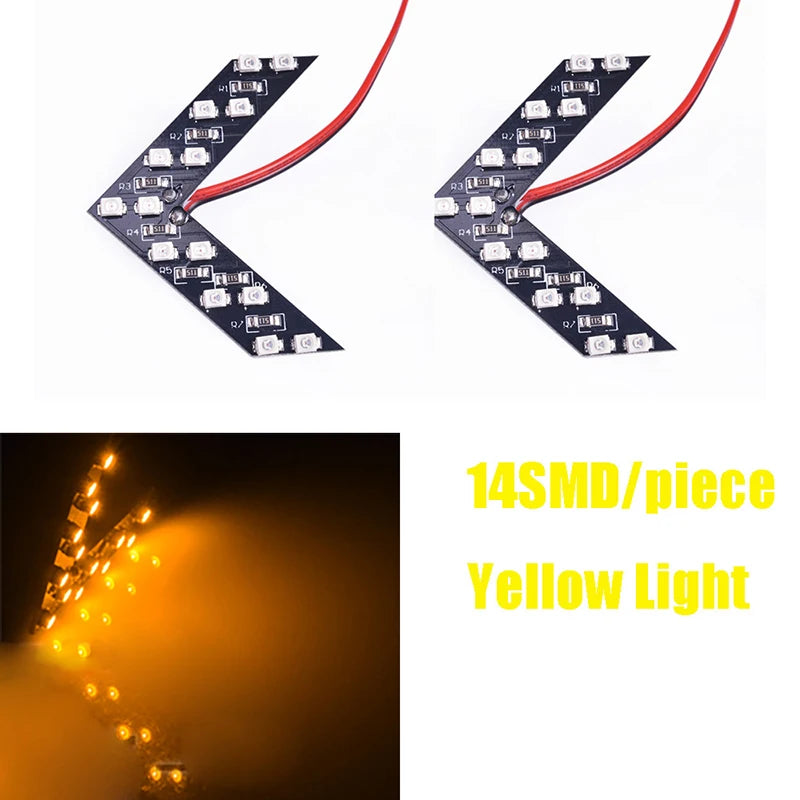 1x Car Styling LED Turn Signal Light Rear View Mirror Arrow Panels Indicator Light Rearview Mirror Signal bulb 12V 14 SMD Yellow