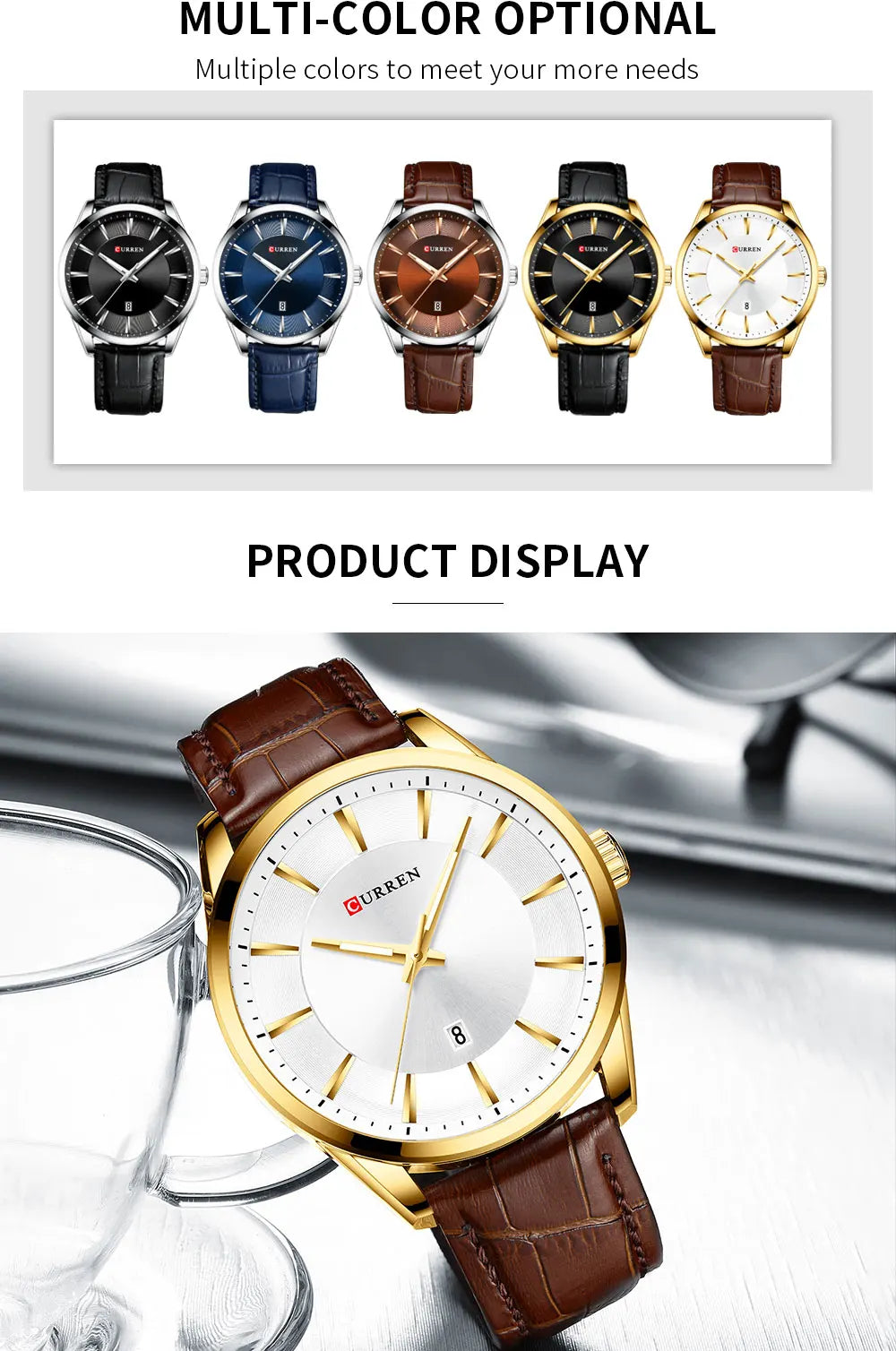 CURREN New Quartz Watches for Men Leather Strap Male Wristwatches Top Luxury Brand Business Men's Clock Reloj Hombres